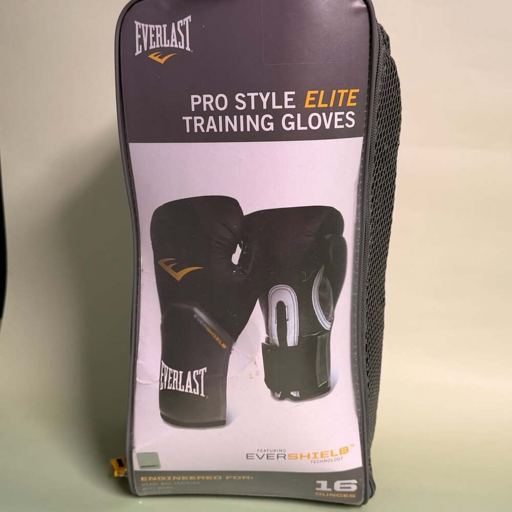 Everlast Pro Style Elite Training Gloves Size 16 Ounces Black Gray